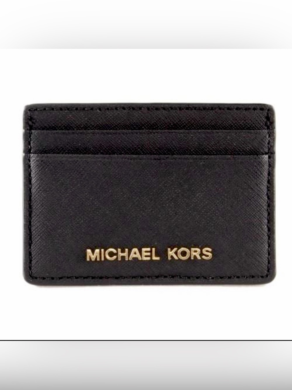 Michael Kors Jet Set Travel Black Leather Card Holder Wallet NWT